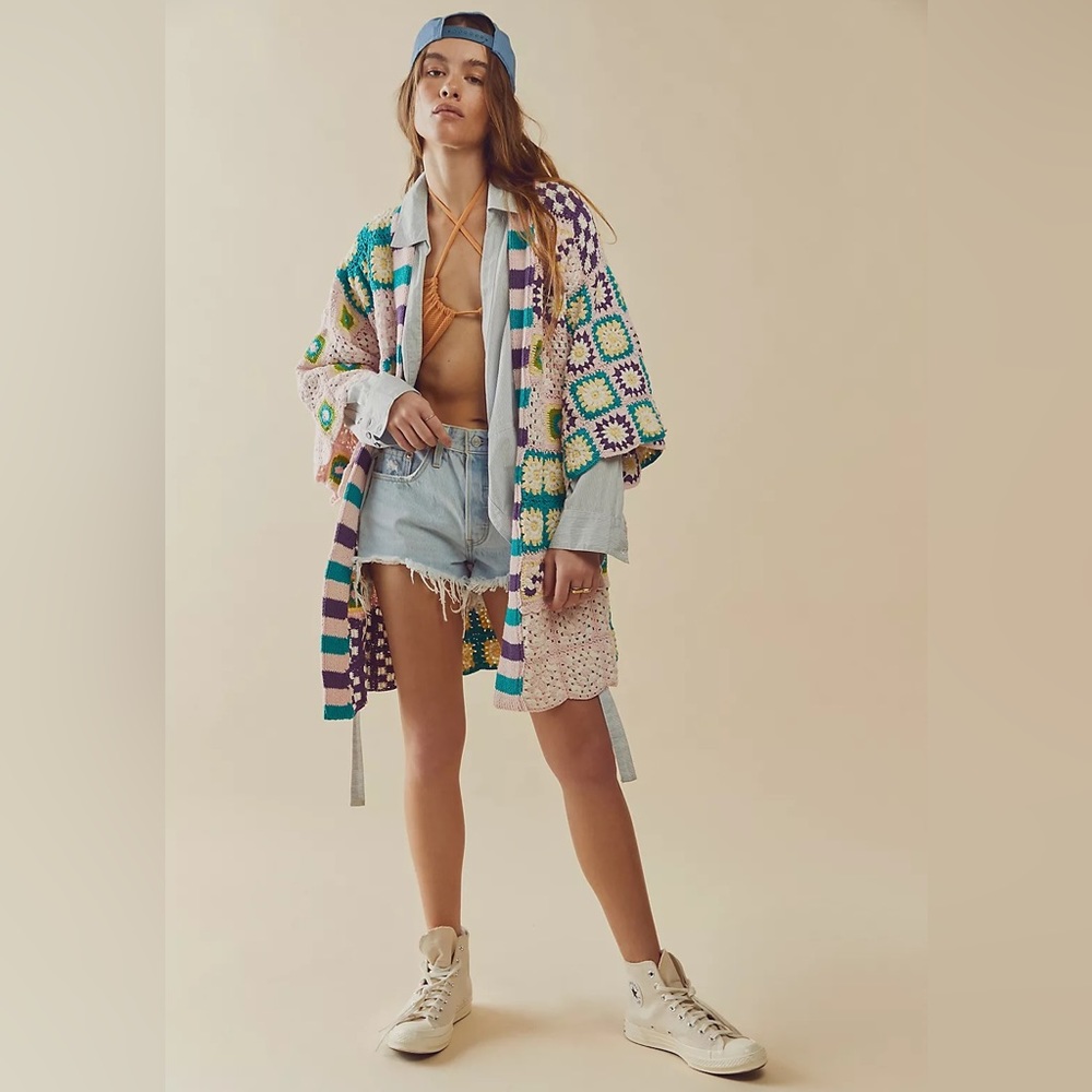 Fillyboo Patchwork People Crochet Robe By Free People!!🔥🔥🔥